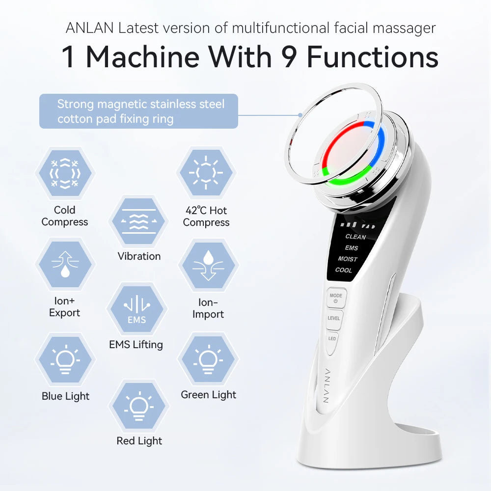 ANLAN EMS Facial Massager Pro – Face Lifting, Skin Rejuvenation & LED Light Therapy Device