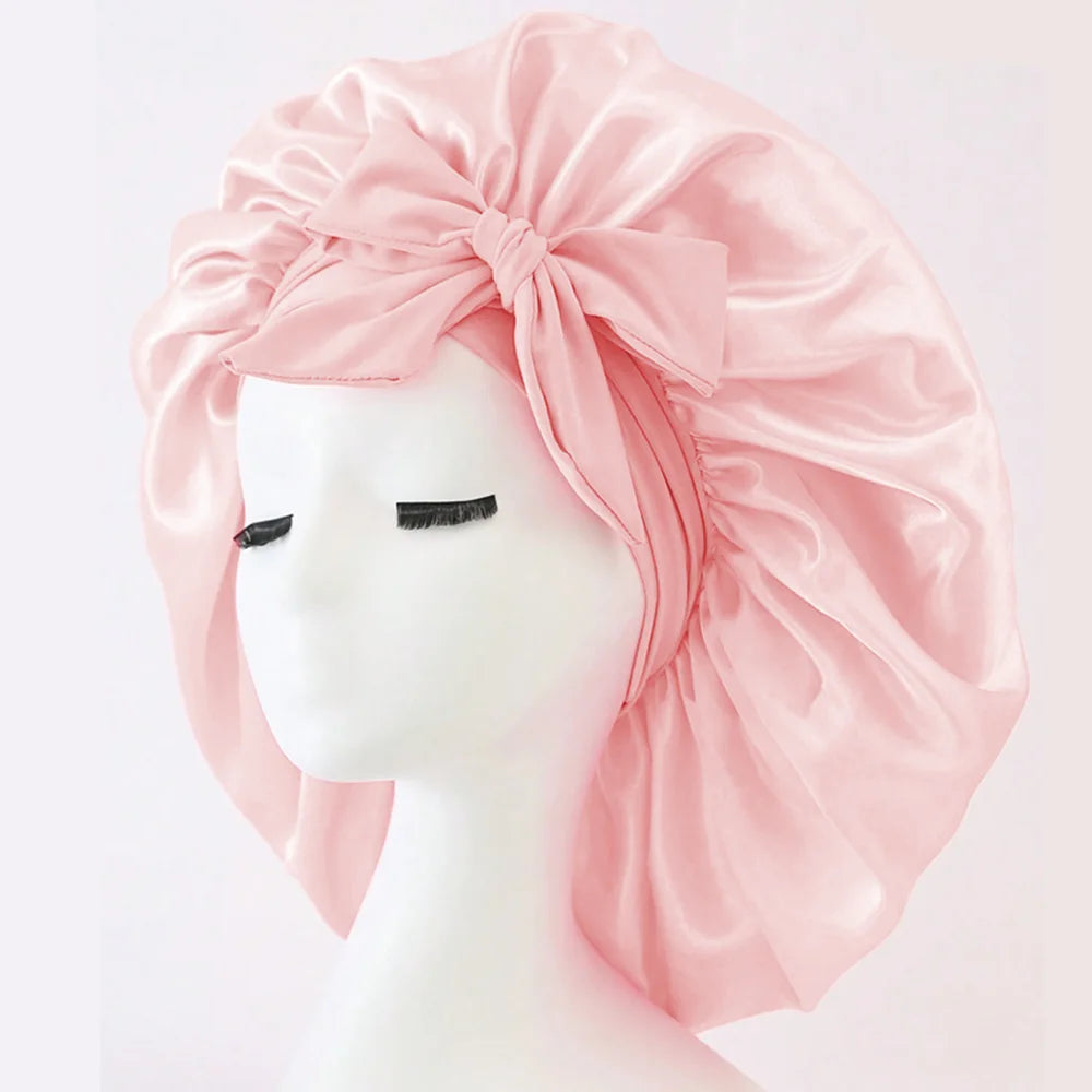 Adjustable Satin Sleep Bonnet – Silk Hair Protection Night Cap