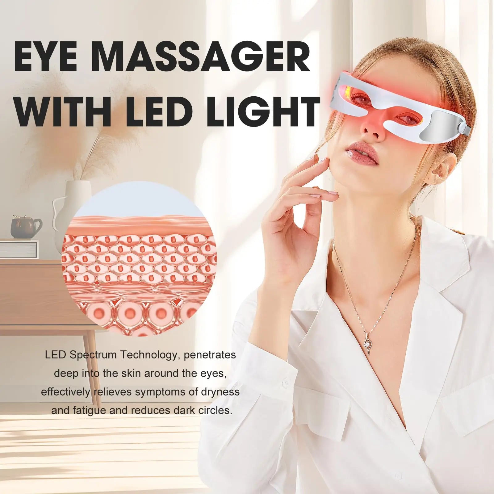 LED Eye Care Massager – Red Light Therapy & Gentle Vibration for Eye Area Care