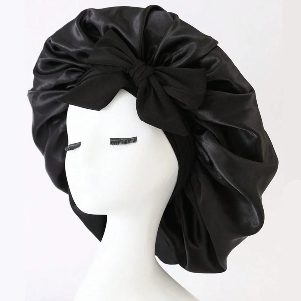 Adjustable Satin Sleep Bonnet – Silk Hair Protection Night Cap