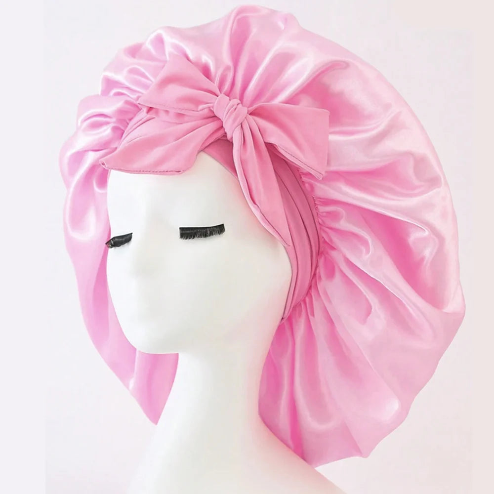 Adjustable Satin Sleep Bonnet – Silk Hair Protection Night Cap