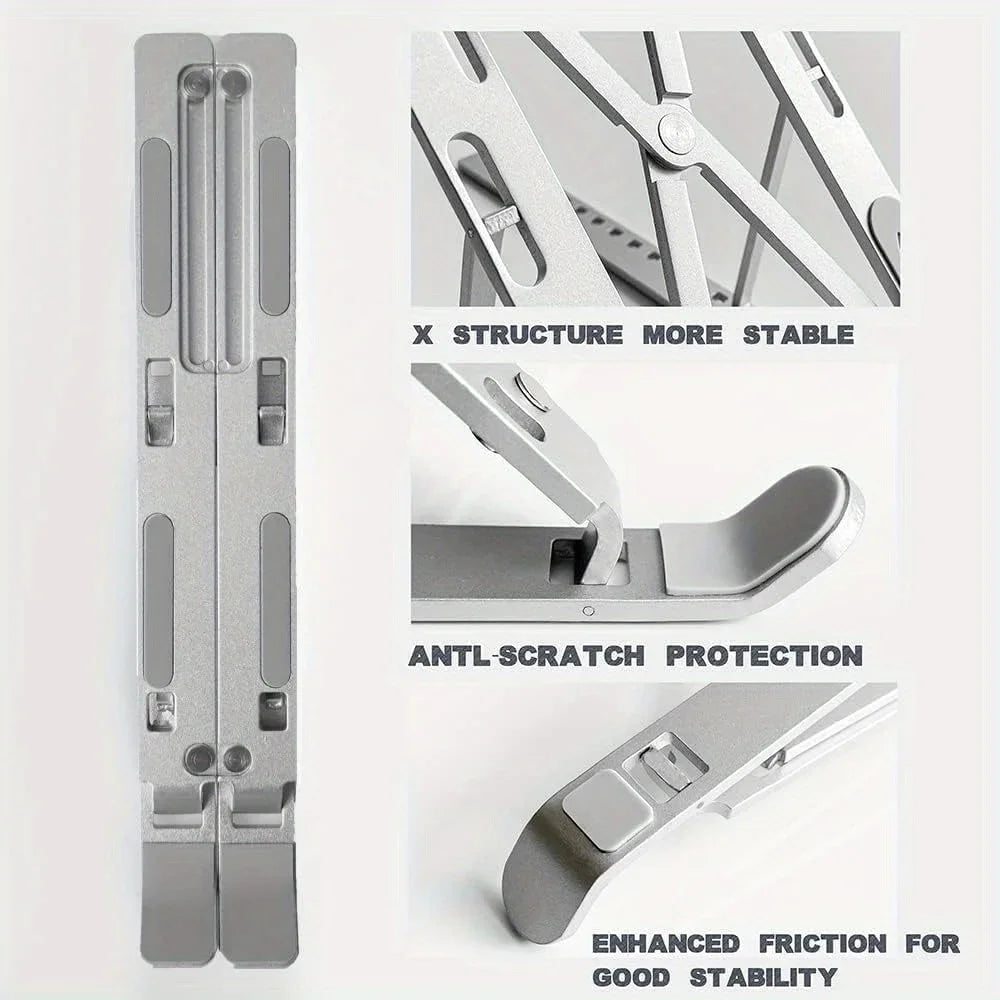 Adjustable Aluminum Laptop Stand – Foldable, 6-Level Height for 8–16 Inch Laptops