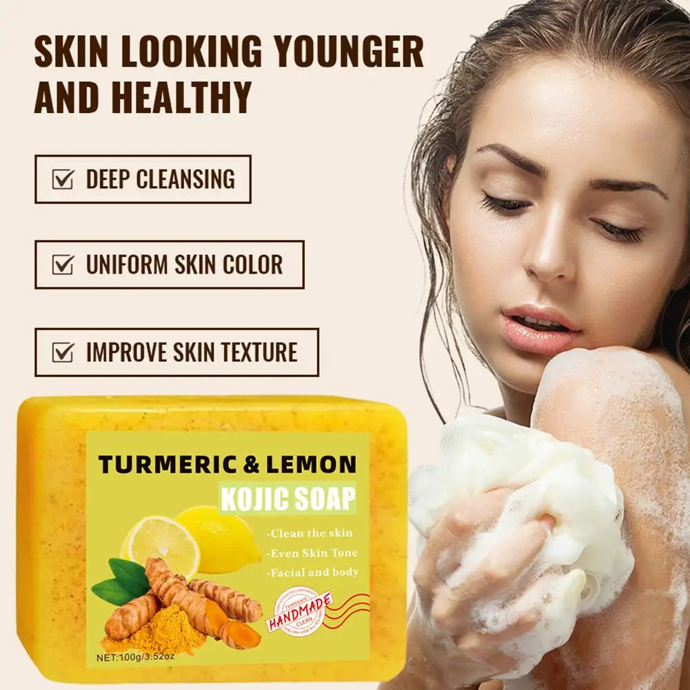 Lemon Turmeric Kojic Acid Soap Bar – 100g (1/2 PCS)