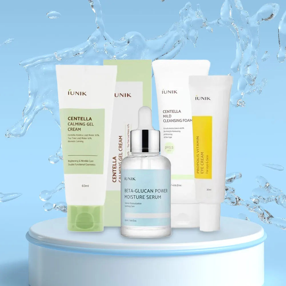 IUNIK Beta‑Glucan Hydrating Skincare Set – Centella Cleanser, Moisturizing Gel & Propolis Eye Cream