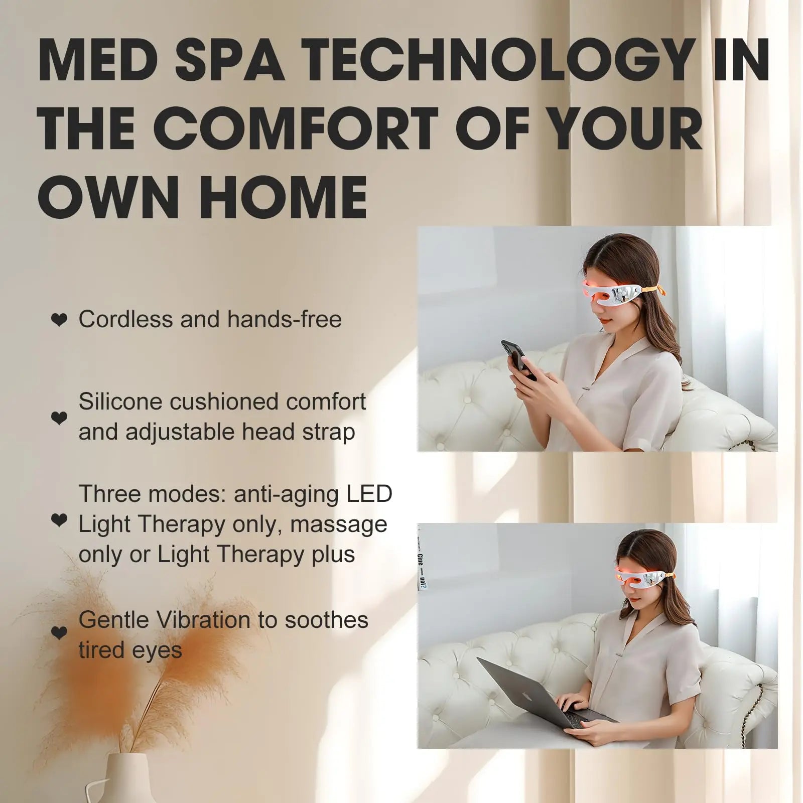 LED Eye Care Massager – Red Light Therapy & Gentle Vibration for Eye Area Care