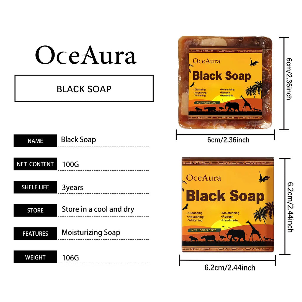 OceAura Black Soap – Purifying & Oil Control Handmade Facial Cleanser