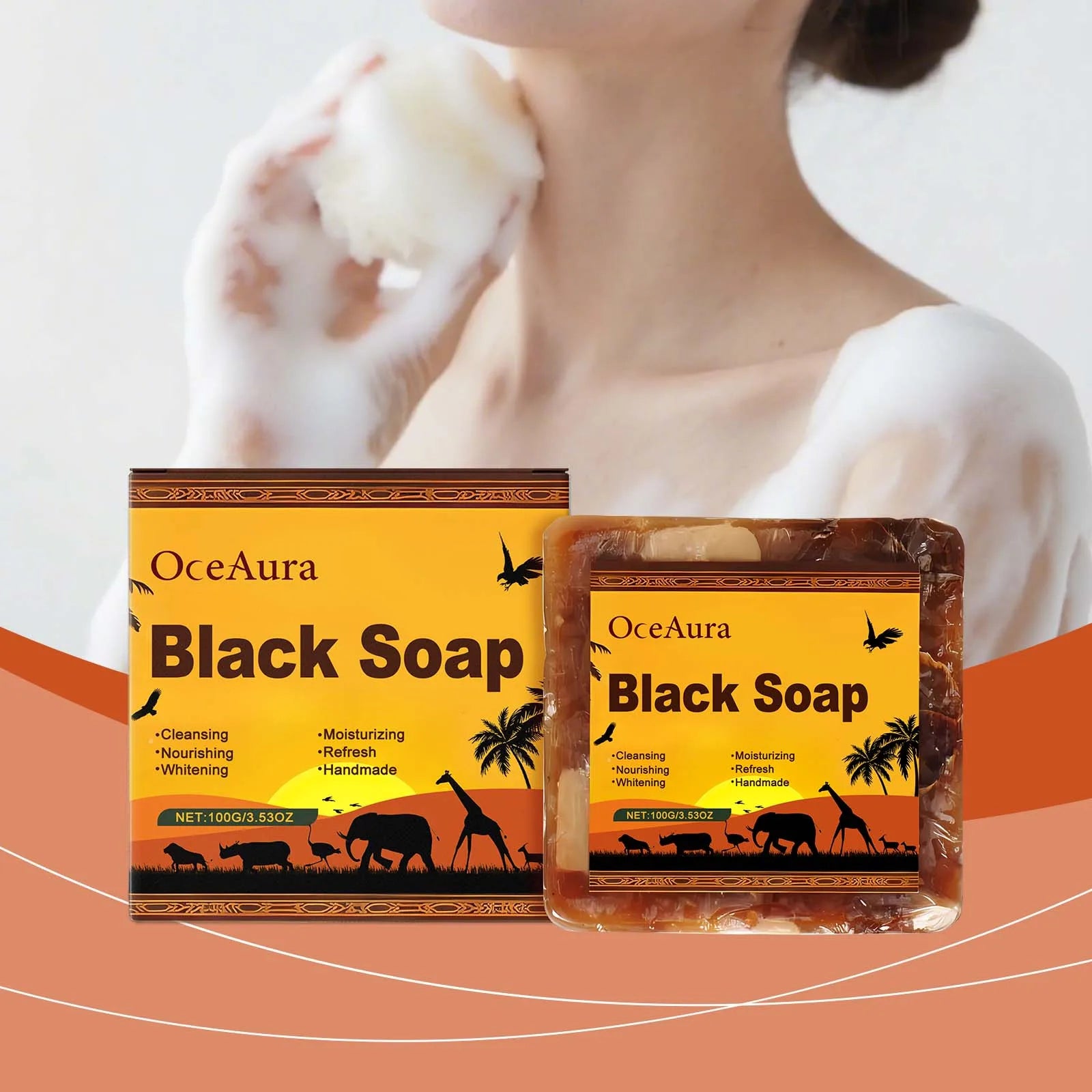 OceAura Black Soap – Purifying & Oil Control Handmade Facial Cleanser