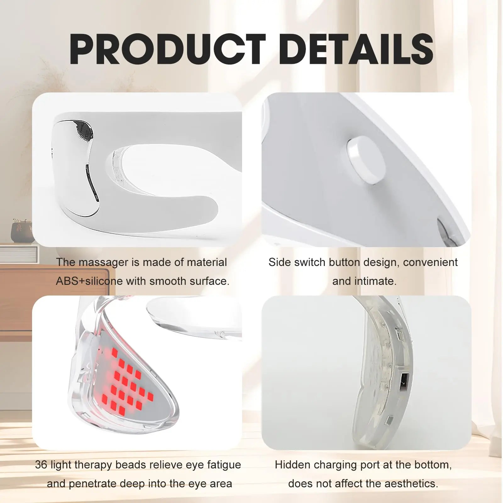 LED Eye Care Massager – Red Light Therapy & Gentle Vibration for Eye Area Care