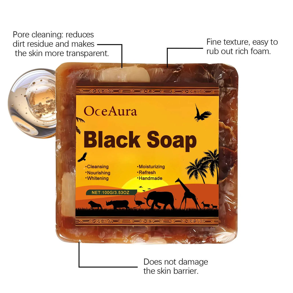 OceAura Black Soap – Purifying & Oil Control Handmade Facial Cleanser